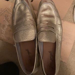 Gold very soft leather loafers